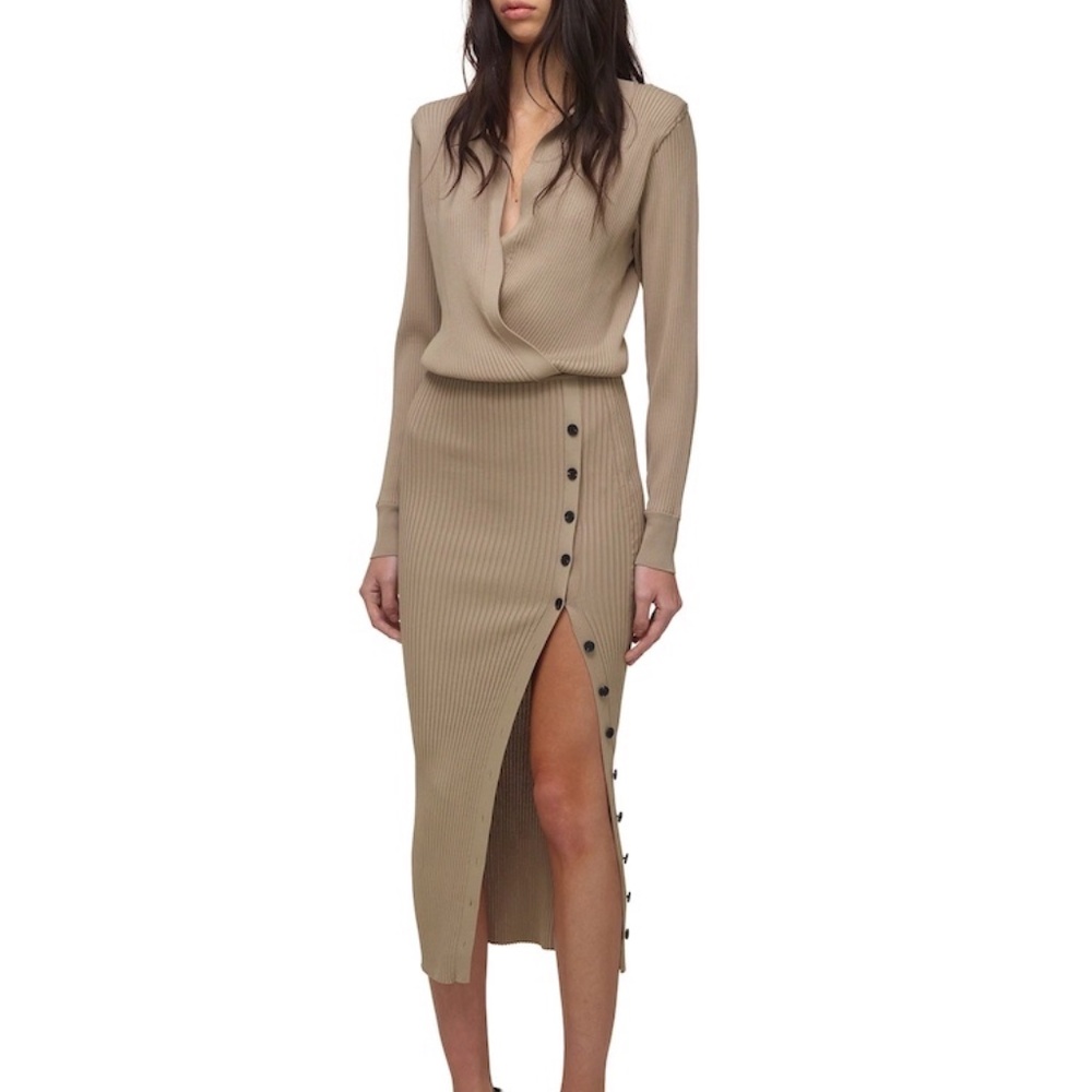 Self-portrait Mushroom Ribbed Knit Dress sz M